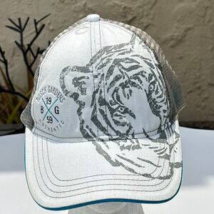 White & Blue Bush Gardens Tiger Men's Hat